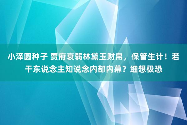 小泽圆种子 贾府衰弱林黛玉财帛，保管生计！若干东说念主知说念内部内幕？细想极恐