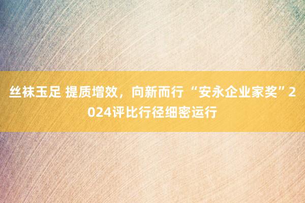 丝袜玉足 提质增效，向新而行 “安永企业家奖”2024评比行径细密运行