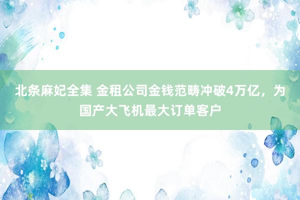 北条麻妃全集 金租公司金钱范畴冲破4万亿，为国产大飞机最大订单客户