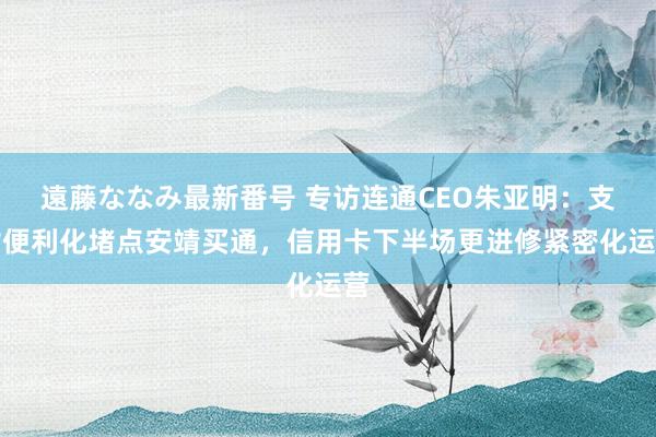 遠藤ななみ最新番号 专访连通CEO朱亚明：支付便利化堵点安靖买通，信用卡下半场更进修紧密化运营