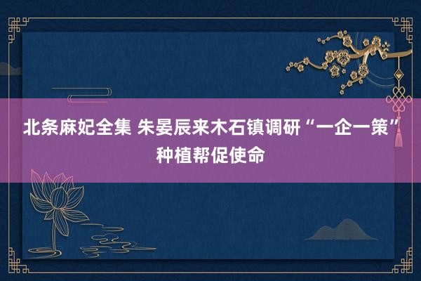 北条麻妃全集 朱晏辰来木石镇调研“一企一策”种植帮促使命