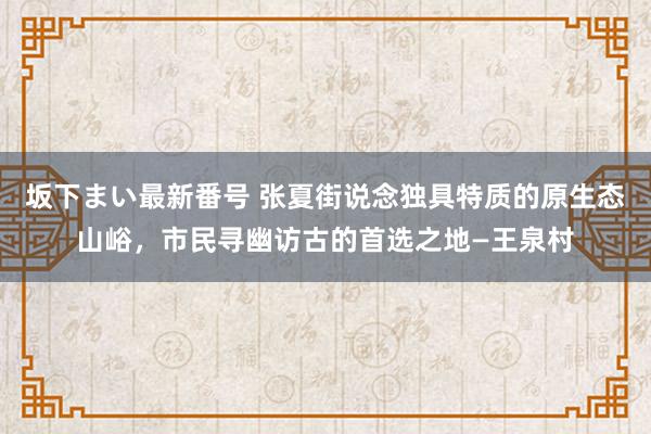 坂下まい最新番号 张夏街说念独具特质的原生态山峪，市民寻幽访古的首选之地—王泉村