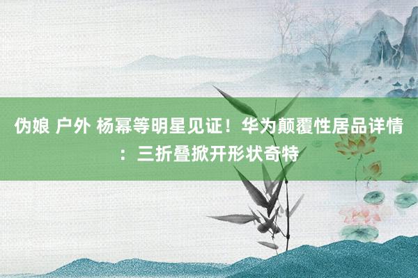 伪娘 户外 杨幂等明星见证！华为颠覆性居品详情：三折叠掀开形状奇特