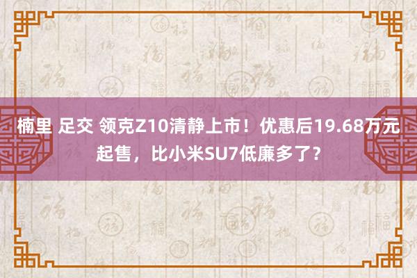 楠里 足交 领克Z10清静上市！优惠后19.68万元起售，比小米SU7低廉多了？