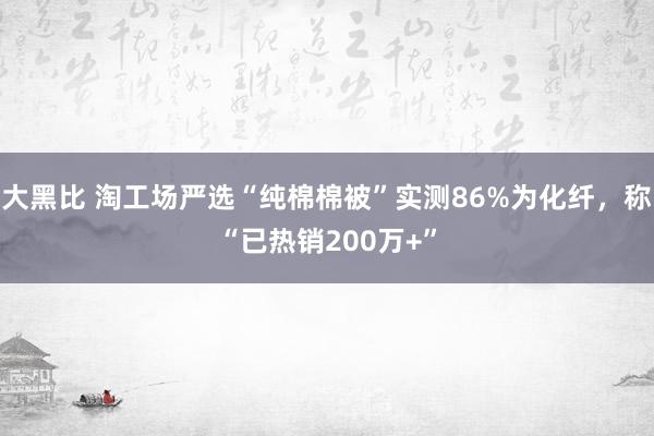 大黑比 淘工场严选“纯棉棉被”实测86%为化纤，称“已热销200万+”